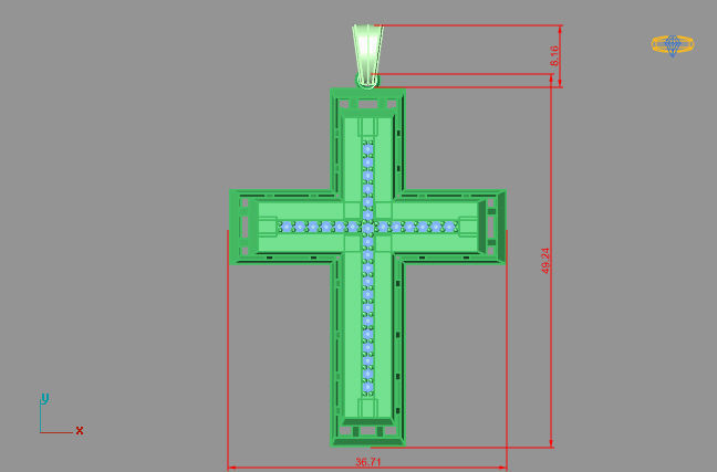 Cross Pendant Diamond Cross Necklace Vintage STL 3DM Printable  3D print model_3