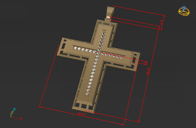 Cross Pendant Diamond Cross Necklace Vintage STL 3DM Printable  3D print model_1