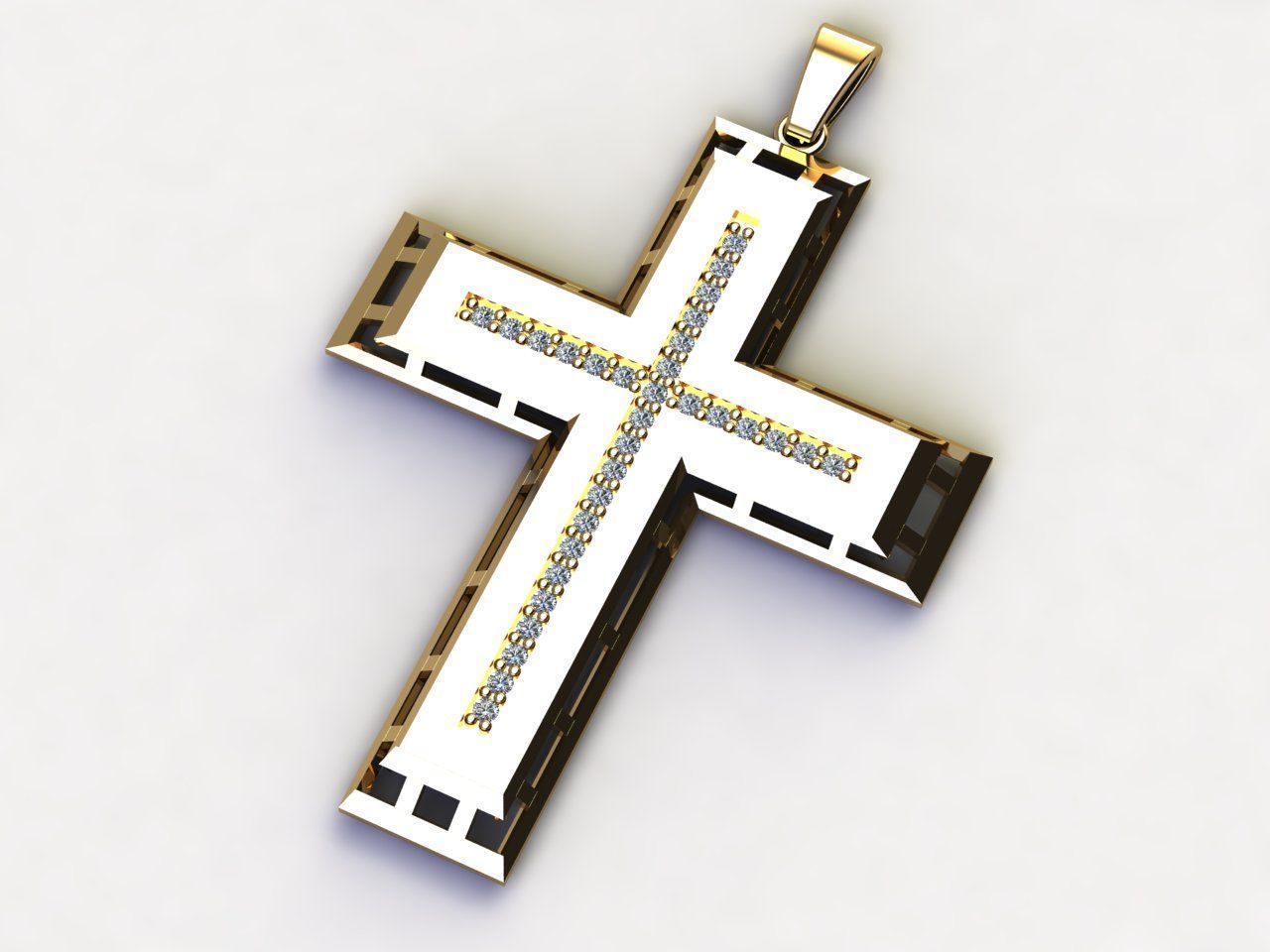 Cross Pendant Diamond Cross Necklace Vintage STL 3DM Printable  3D print model_7