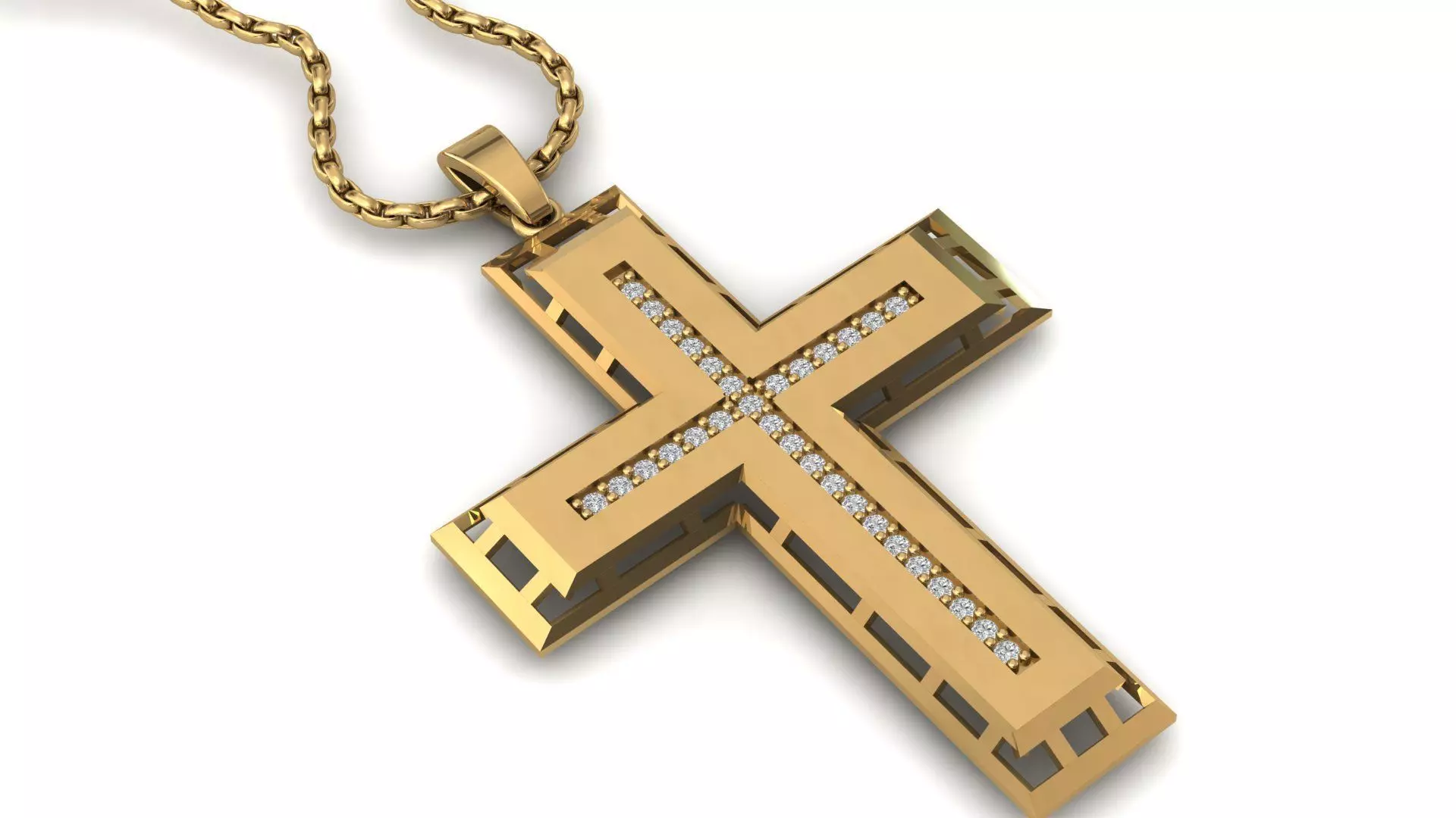Cross Pendant Diamond Cross Necklace Vintage STL 3DM Printable  3D print model_0