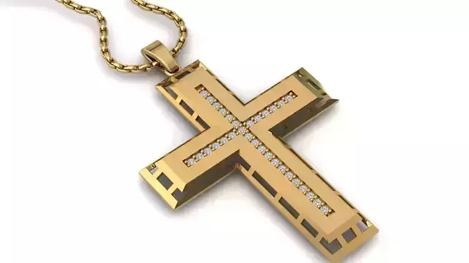 Cross Pendant Diamond Cross Necklace Vintage STL 3DM Printable  3D print model
