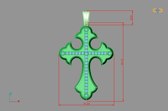 Cross Pendant Diamond Cross Necklace Vintage STL 3DM Printable  3D print model_3