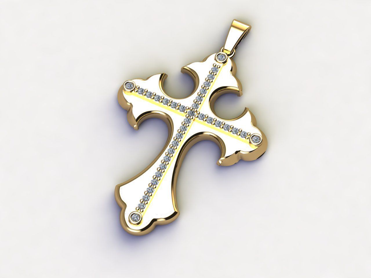Cross Pendant Diamond Cross Necklace Vintage STL 3DM Printable  3D print model_7