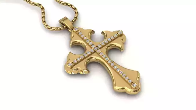 Cross Pendant Diamond Cross Necklace Vintage STL 3DM Printable  3D print model
