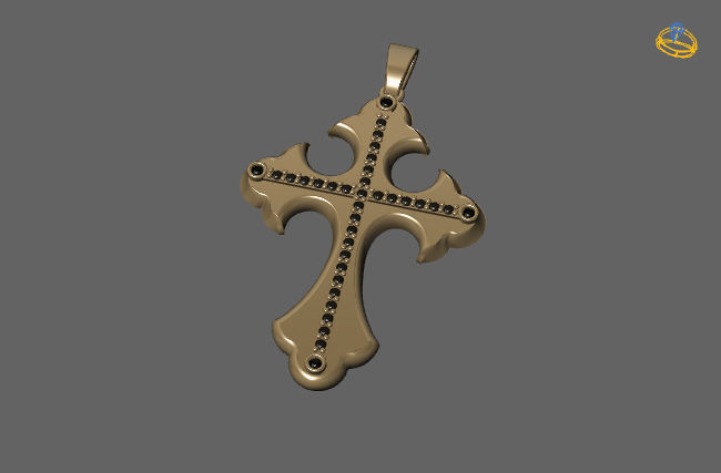 Cross Pendant Diamond Cross Necklace Vintage STL 3DM Printable  3D print model_1