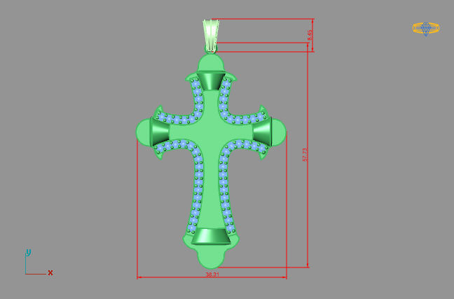 Cross Pendant Diamond Cross Necklace Vintage STL 3DM Printable  3D print model_3