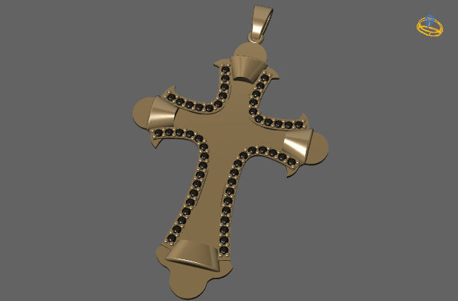 Cross Pendant Diamond Cross Necklace Vintage STL 3DM Printable  3D print model_1