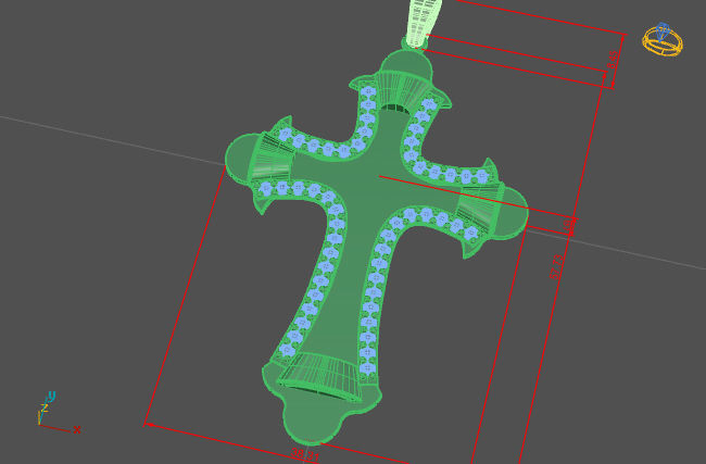 Cross Pendant Diamond Cross Necklace Vintage STL 3DM Printable  3D print model_2