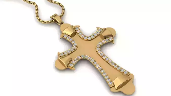 Cross Pendant Diamond Cross Necklace Vintage STL 3DM Printable  3D print model
