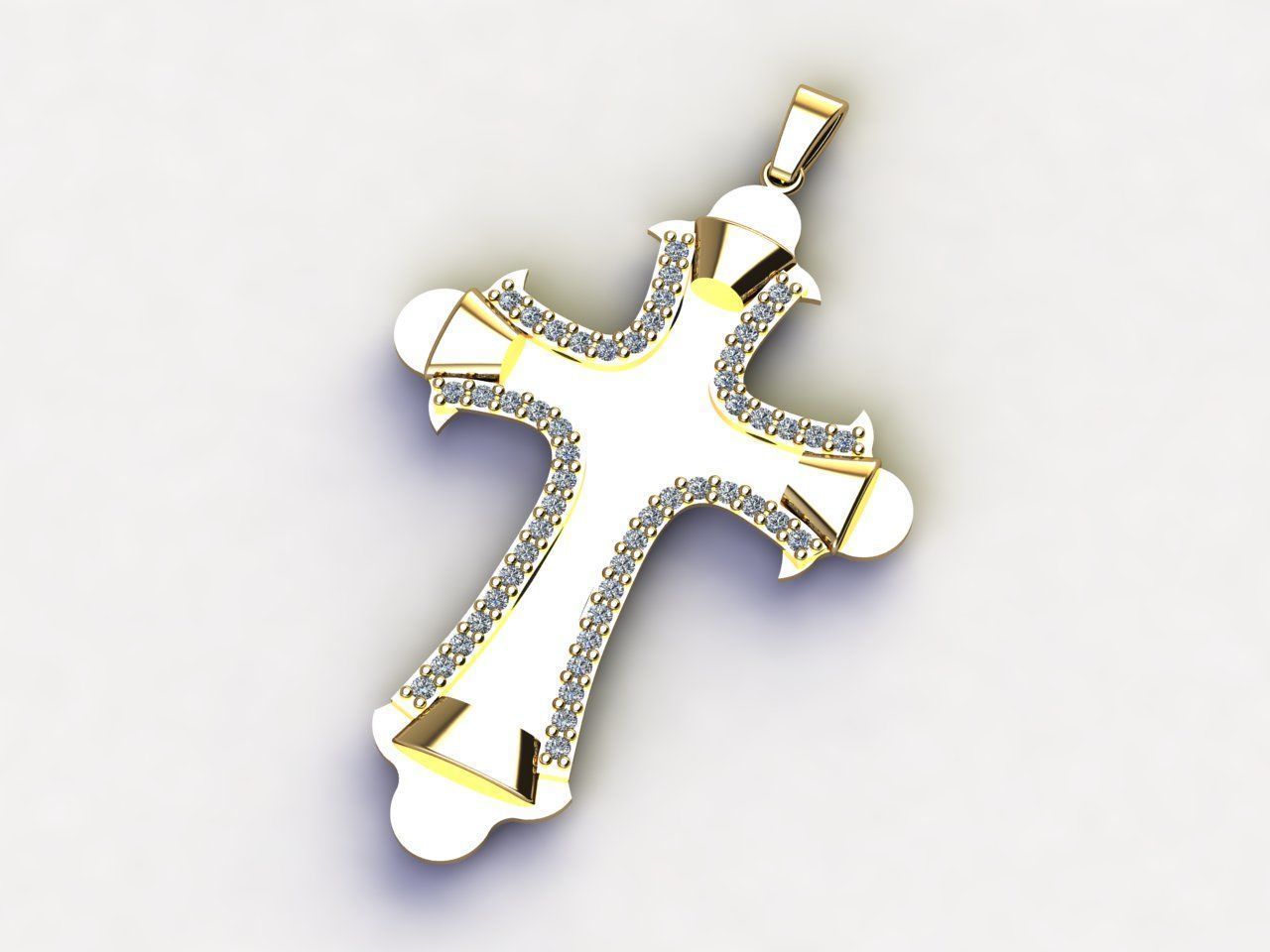 Cross Pendant Diamond Cross Necklace Vintage STL 3DM Printable  3D print model_7