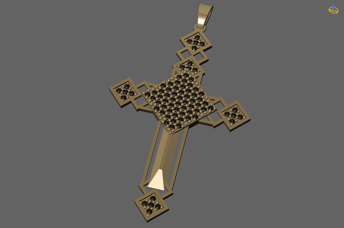 Cross Pendant Diamond Cross Necklace Vintage STL 3DM Printable  3D print model_1