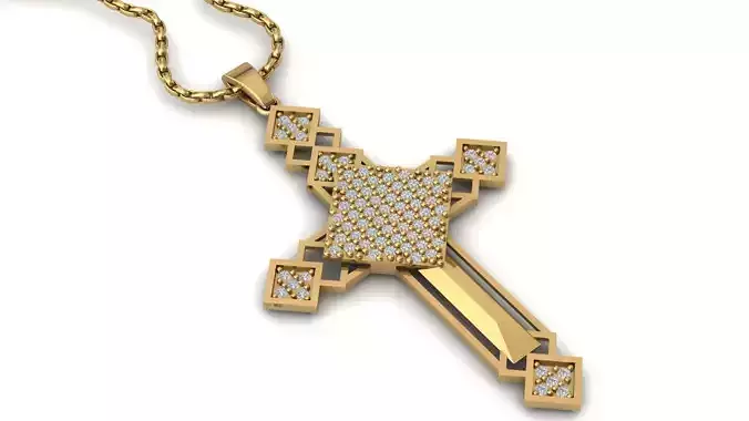Cross Pendant Diamond Cross Necklace Vintage STL 3DM Printable  3D print model
