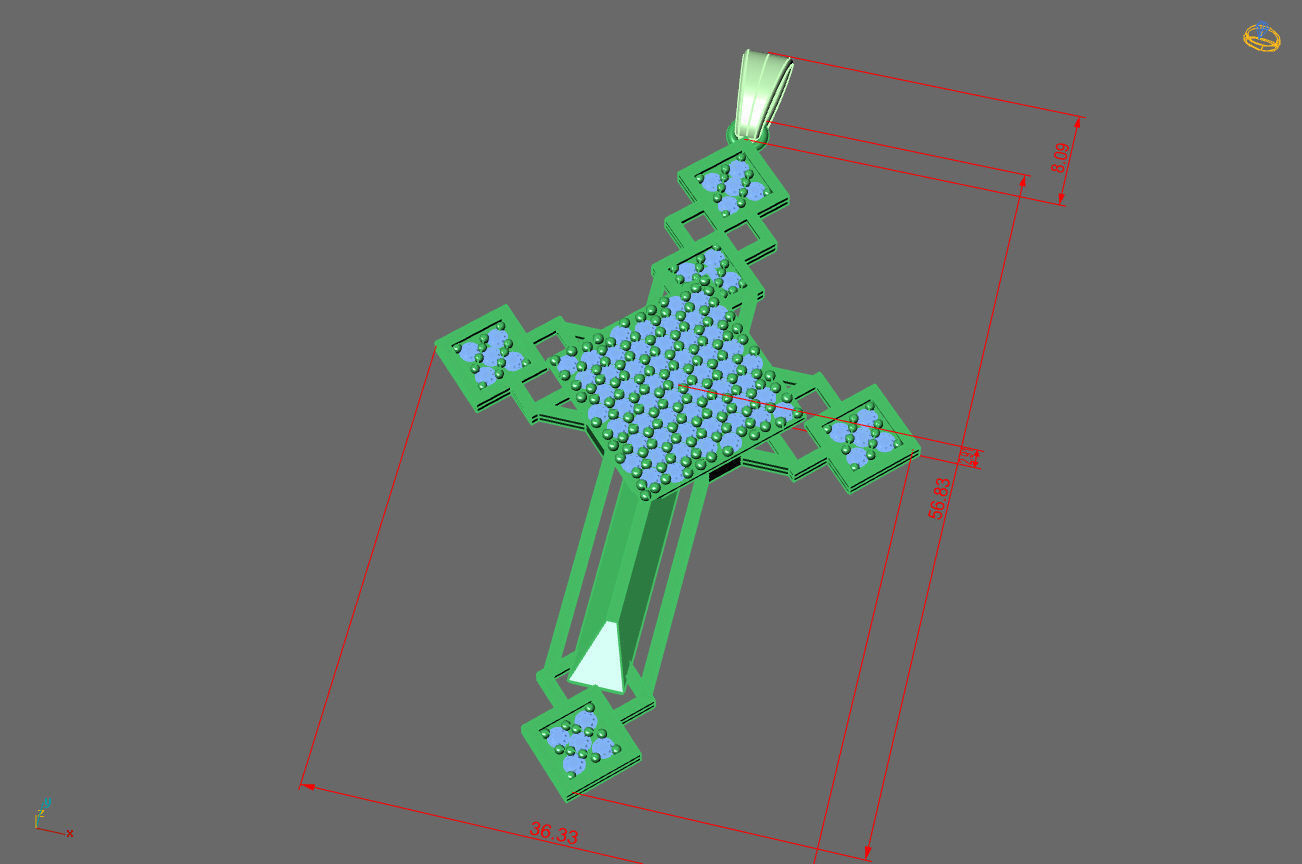 Cross Pendant Diamond Cross Necklace Vintage STL 3DM Printable  3D print model_2