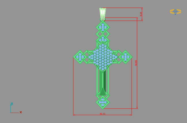 Cross Pendant Diamond Cross Necklace Vintage STL 3DM Printable  3D print model_3