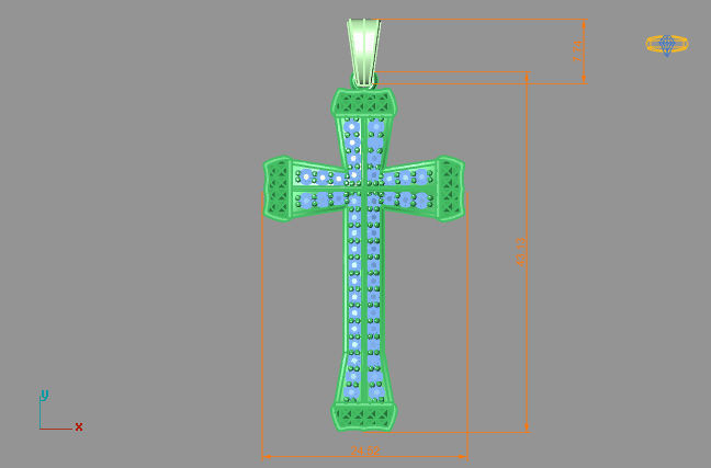 Cross Pendant Diamond Cross Necklace Vintage STL 3DM Printable  3D print model_3