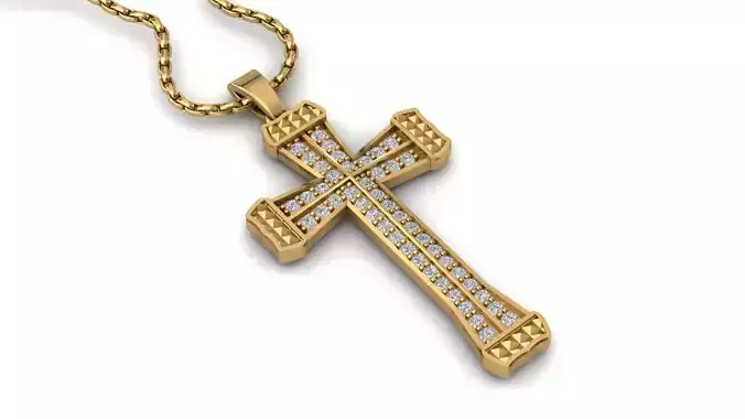 Cross Pendant Diamond Cross Necklace Vintage STL 3DM Printable  3D print model