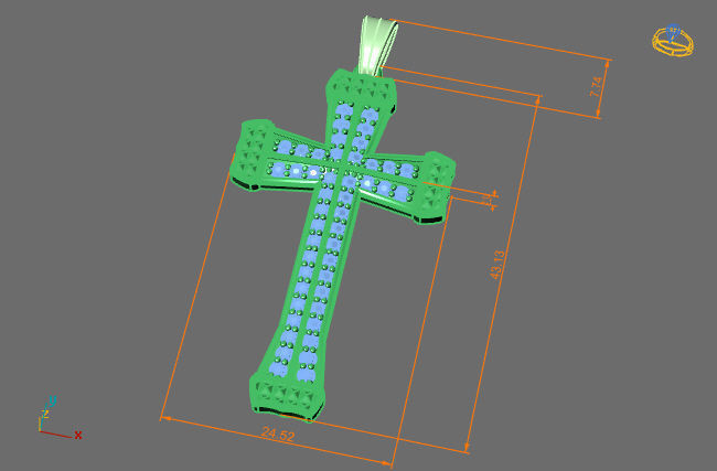 Cross Pendant Diamond Cross Necklace Vintage STL 3DM Printable  3D print model_2