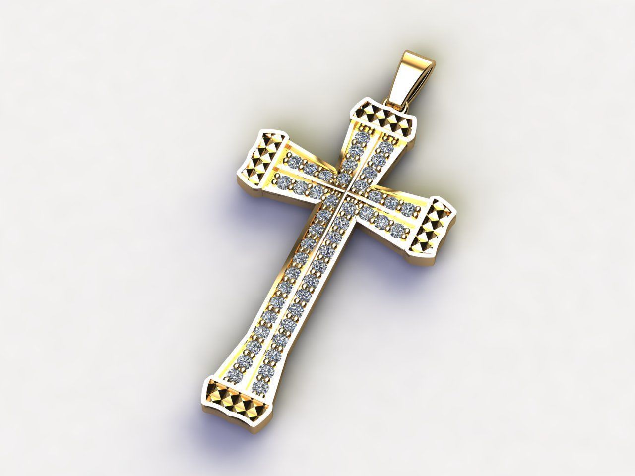 Cross Pendant Diamond Cross Necklace Vintage STL 3DM Printable  3D print model_7
