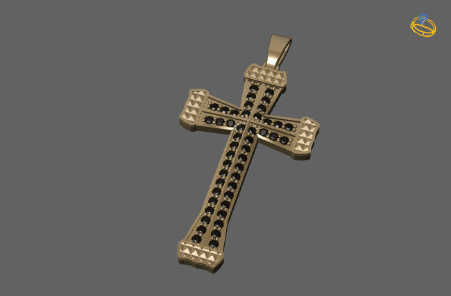 Cross Pendant Diamond Cross Necklace Vintage STL 3DM Printable  3D print model_1