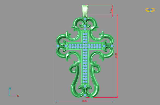 Cross Pendant Diamond Cross Necklace Vintage STL 3DM Printable  3D print model_3