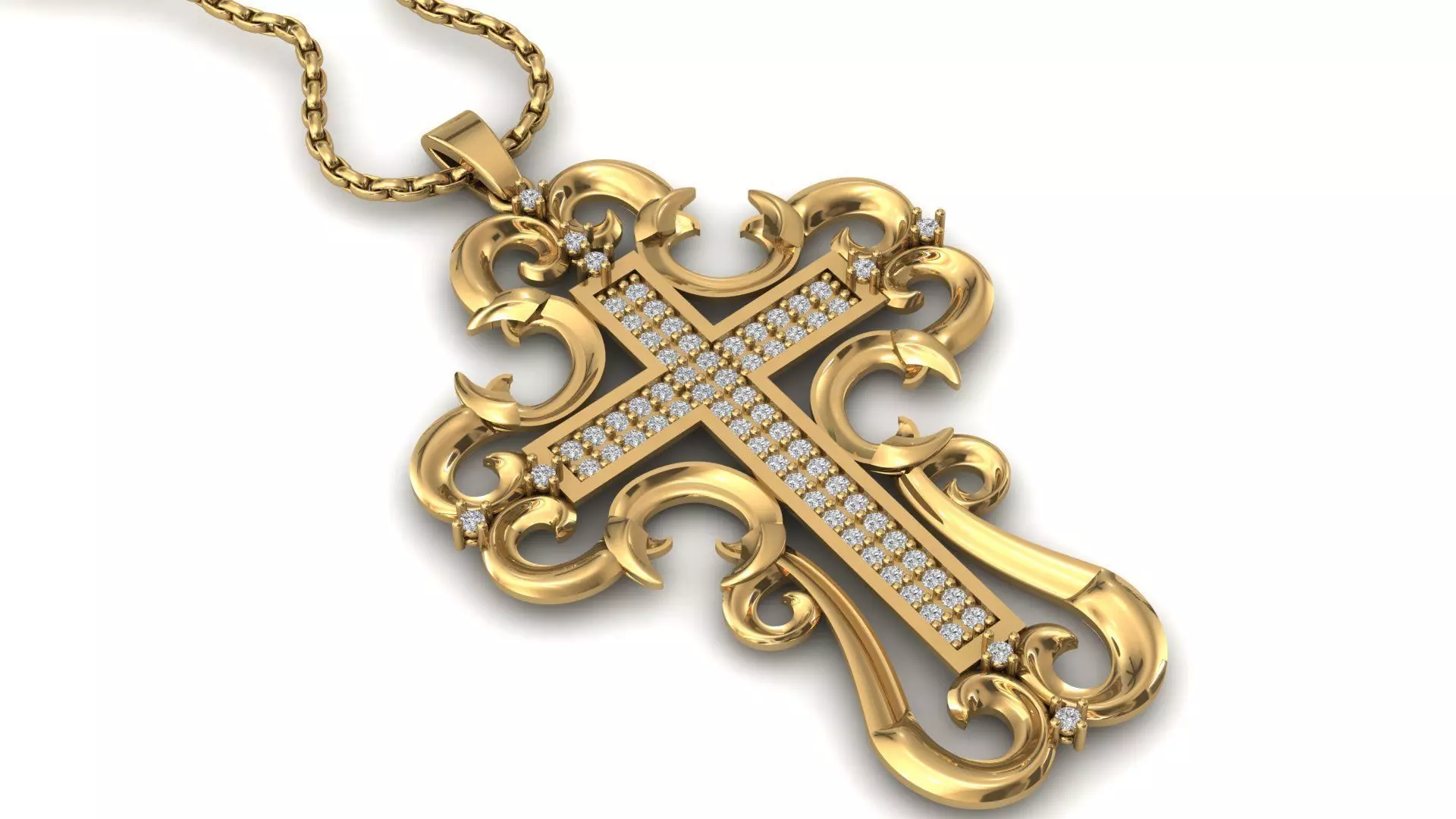 Cross Pendant Diamond Cross Necklace Vintage STL 3DM Printable  3D print model_0