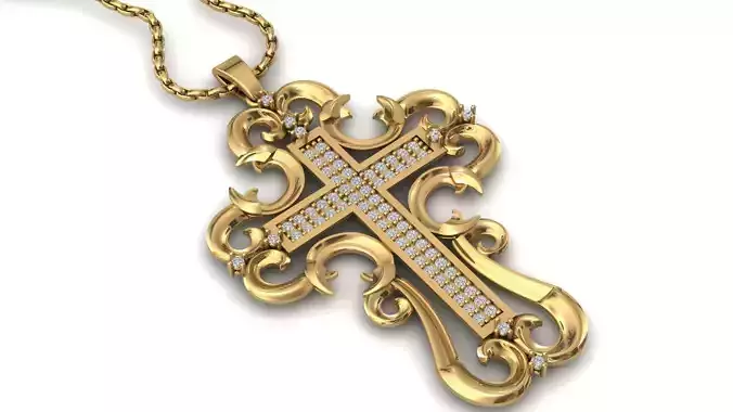 Cross Pendant Diamond Cross Necklace Vintage STL 3DM Printable  3D print model
