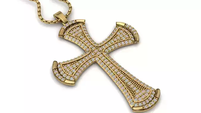 Cross Pendant Diamond Cross Necklace Vintage STL 3DM Printable  3D print model