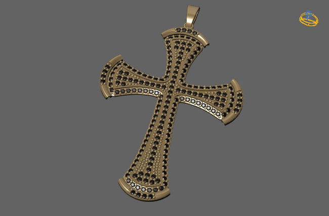 Cross Pendant Diamond Cross Necklace Vintage STL 3DM Printable  3D print model_1