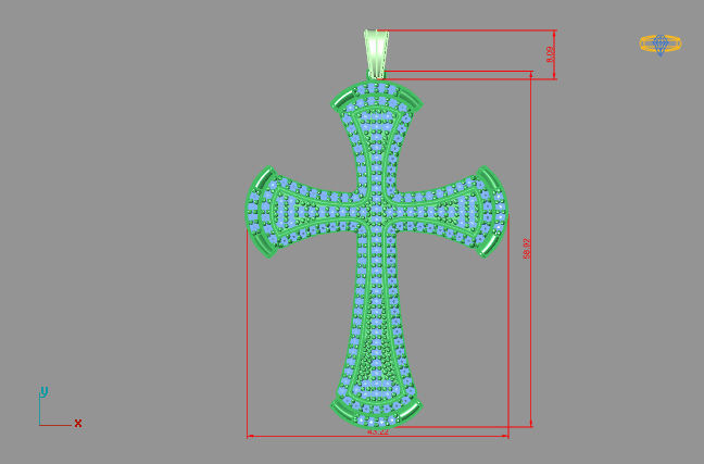 Cross Pendant Diamond Cross Necklace Vintage STL 3DM Printable  3D print model_3