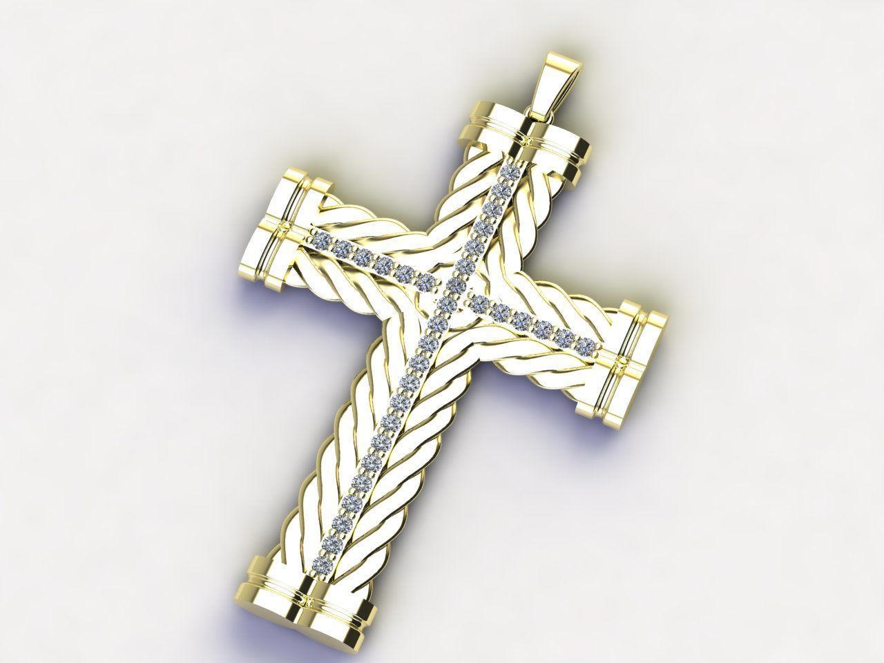 Cross Pendant Diamond Cross Necklace Vintage STL 3DM Printable  3D print model_7