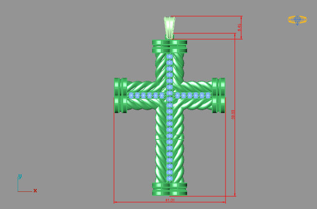 Cross Pendant Diamond Cross Necklace Vintage STL 3DM Printable  3D print model_3