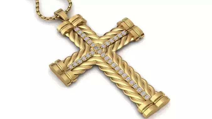 Cross Pendant Diamond Cross Necklace Vintage STL 3DM Printable  3D print model