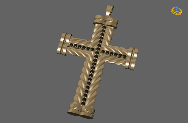 Cross Pendant Diamond Cross Necklace Vintage STL 3DM Printable  3D print model_1