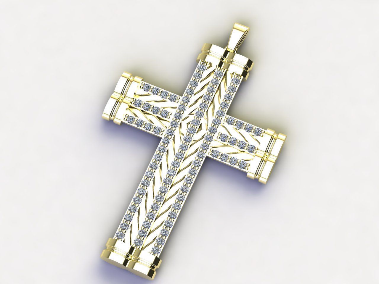 Cross Pendant Diamond Cross Necklace Vintage STL 3DM Printable  3D print model_7