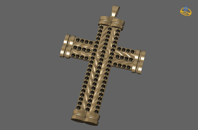 Cross Pendant Diamond Cross Necklace Vintage STL 3DM Printable  3D print model_1