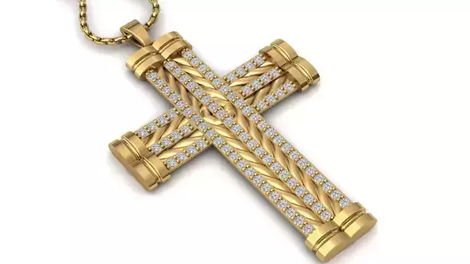 Cross Pendant Diamond Cross Necklace Vintage STL 3DM Printable  3D print model