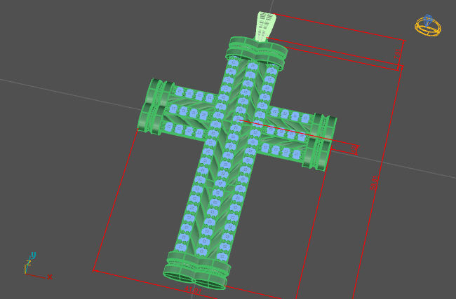 Cross Pendant Diamond Cross Necklace Vintage STL 3DM Printable  3D print model_2