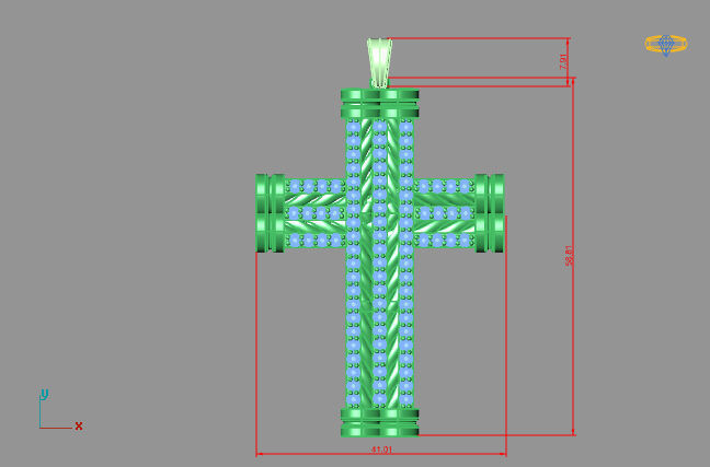 Cross Pendant Diamond Cross Necklace Vintage STL 3DM Printable  3D print model_3