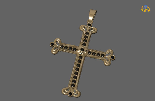 Cross Pendant Diamond Cross Necklace Vintage STL 3DM Printable  3D print model_1