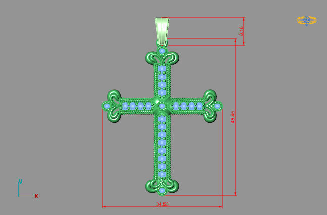 Cross Pendant Diamond Cross Necklace Vintage STL 3DM Printable  3D print model_3