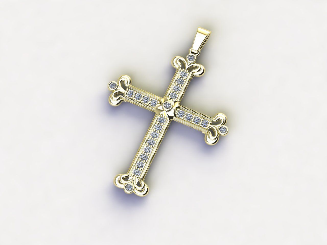 Cross Pendant Diamond Cross Necklace Vintage STL 3DM Printable  3D print model_7