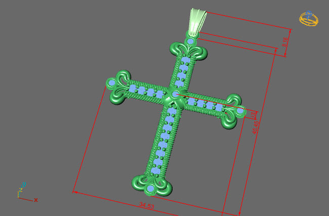 Cross Pendant Diamond Cross Necklace Vintage STL 3DM Printable  3D print model_2