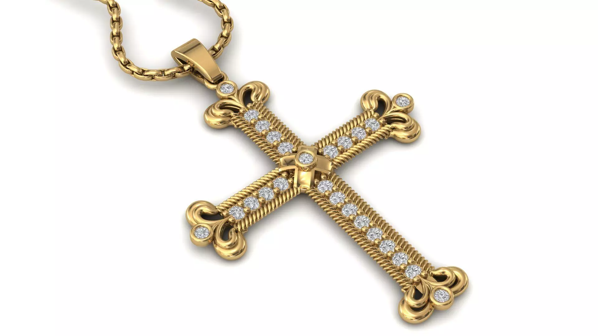 Cross Pendant Diamond Cross Necklace Vintage STL 3DM Printable  3D print model_0