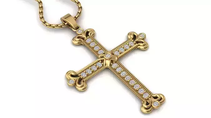 Cross Pendant Diamond Cross Necklace Vintage STL 3DM Printable  3D print model