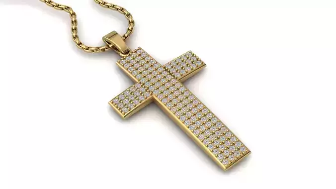 Cross Pendant Diamond Cross Necklace Vintage STL 3DM Printable  3D print model