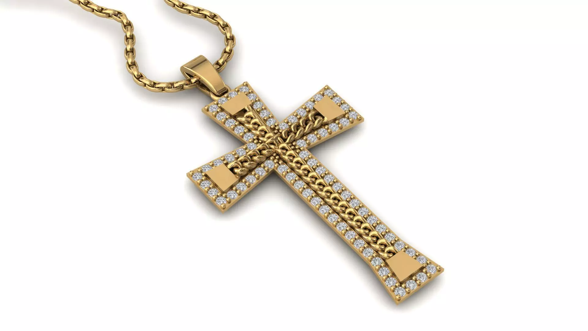 Cross Pendant Diamond Cross Necklace Vintage STL 3DM Printable  3D print model_0
