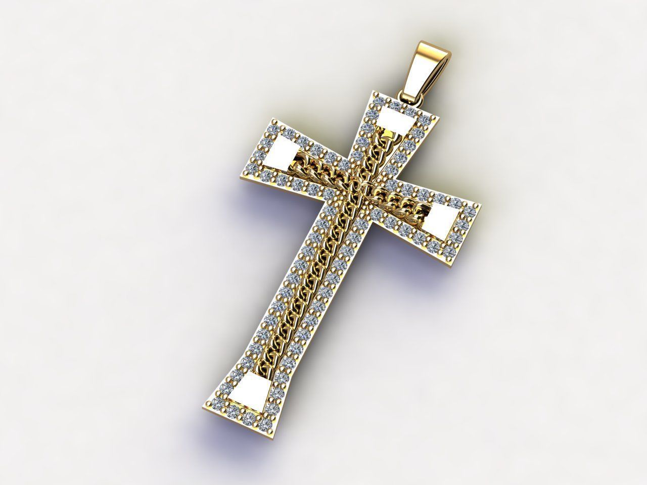 Cross Pendant Diamond Cross Necklace Vintage STL 3DM Printable  3D print model_7