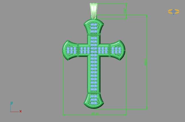 Cross Pendant Diamond Cross Necklace Vintage STL 3DM Printable  3D print model_3