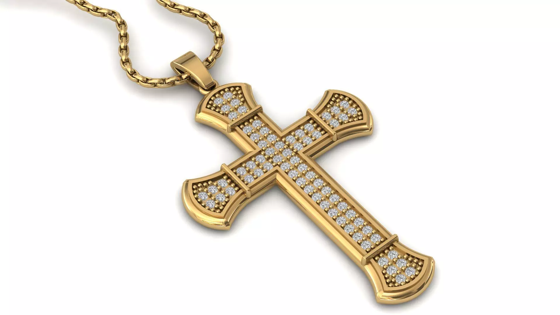 Cross Pendant Diamond Cross Necklace Vintage STL 3DM Printable  3D print model_0