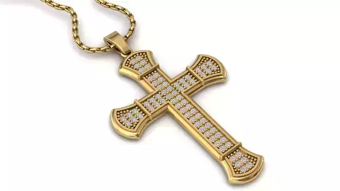 Cross Pendant Diamond Cross Necklace Vintage STL 3DM Printable  3D print model